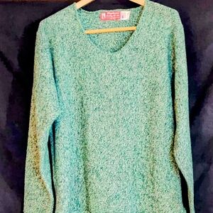 Binhampton Knitting Co Green/Blue Cotton/poly Sweater